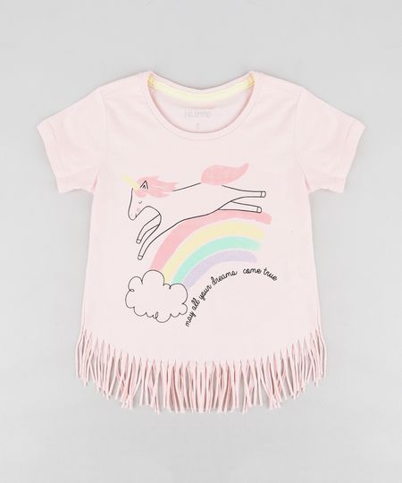 Blusa-Infantil-com-Unicornio-e-Franjas-Manga-Curta-Decote-Redondo-Rose-9298713-Rose_1