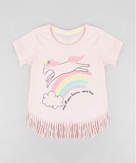 Blusa-Infantil-com-Unicornio-e-Franjas-Manga-Curta-Decote-Redondo-Rose-9298713-Rose_1