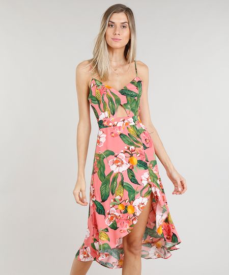 Vestido-Feminino-Midi-Estampado-Floral-com-Babado-Coral-9191303-Coral_1