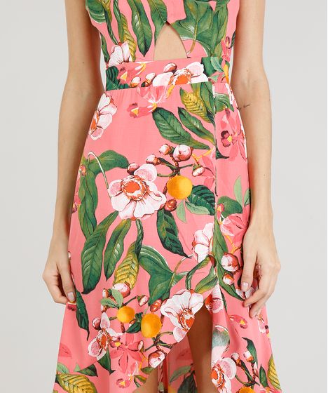 vestido coral estampado