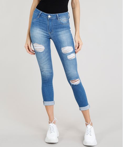 calça jeans feminina cropped sawary