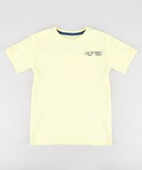 Camiseta-Infantil-com-Estampa-de-Praia-Manga-Curta-Gola-Careca-Amarela-9347696-Amarelo_1