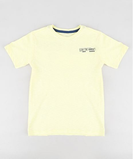 Camiseta-Infantil-com-Estampa-de-Praia-Manga-Curta-Gola-Careca-Amarela-9347696-Amarelo_1