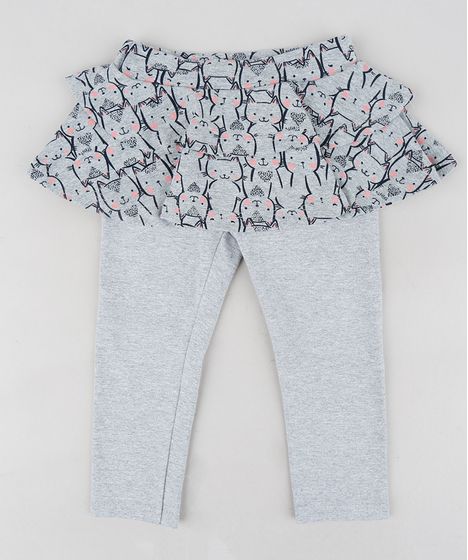 calça legging com saia infantil