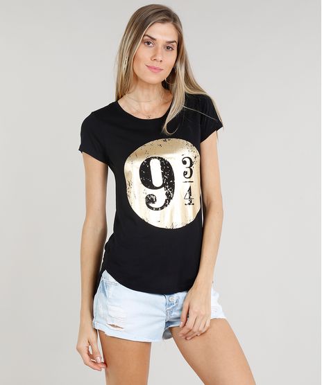 Blusa-Feminina-Harry-Potter-Metalizada-Manga-Curta-Decote-Redondo-Preta-9325149-Preto_1