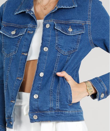 jaqueta jeans basica feminina