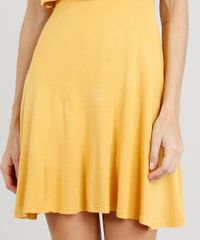 Vestido-Feminino-Curto-Evase-com-Sobreposicao-Alcas-Finas-Decote-Redondo-Mostarda-9299017-Mostarda_4