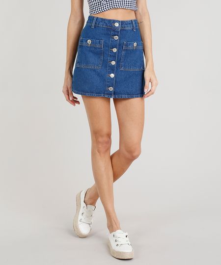 Saia-Jeans-Feminina-Curta-com-Botoes-Azul-Escuro-9271825-Azul_Escuro_1 Saia-Jeans-Feminina-Curta-com-Botoes-Azul-Escuro-9271825-Azul_Escuro_1