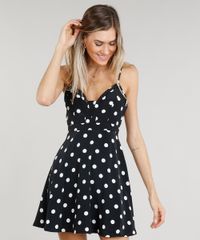 Vestido-Feminino-Curto-Evase-Estampado-de-Poas-Preto-9181374-Preto_1