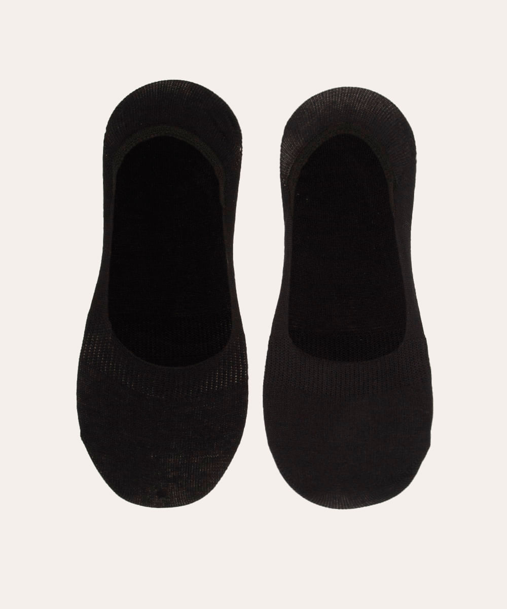 kit de 2 pares de meias invisíveis preto