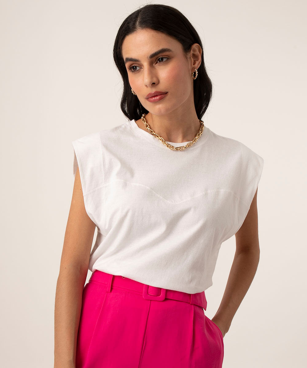 regata muscle tee com recorte off white