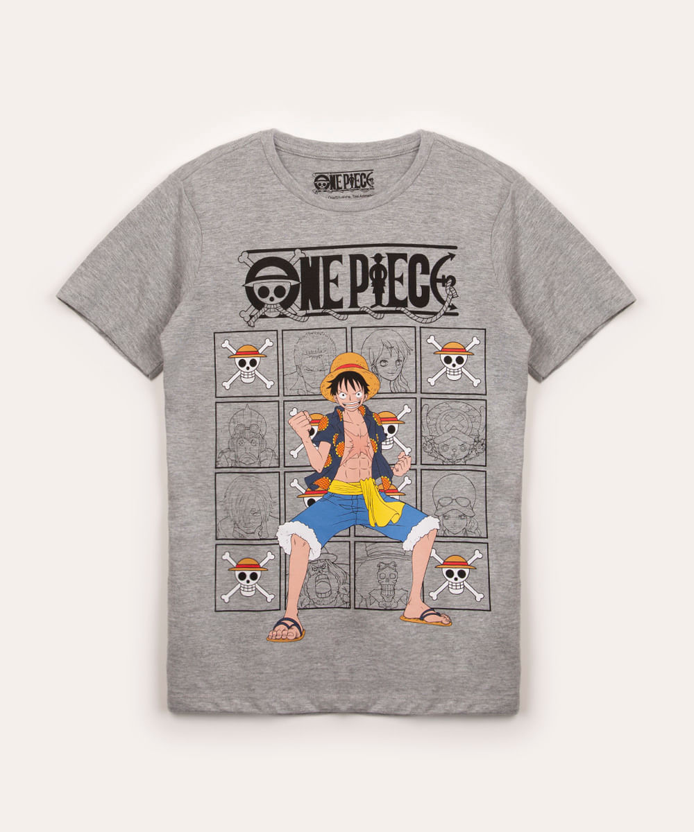 C&A camiseta infantil de algodão luffy one piece manga curta preta 