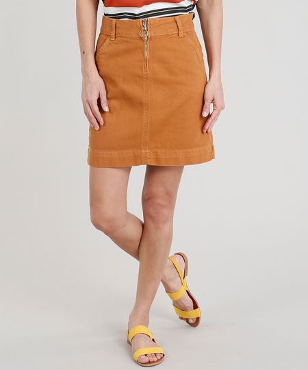 Saia-de-Sarja-Feminina-Evase-com-Ziper-de-Argola-Caramelo-9352639-Caramelo_1 Saia-de-Sarja-Feminina-Evase-com-Ziper-de-Argola-Caramelo-9352639-Caramelo_1