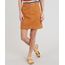 Saia-de-Sarja-Feminina-Evase-com-Ziper-de-Argola-Caramelo-9352639-Caramelo_1