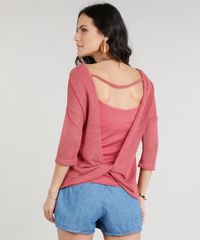 Blusa-Feminina-em-Trico-com-Sobreposicao-Manga-Longa-Decote-Redondo-Rosa-Escuro-9226864-Rosa_Escuro_2