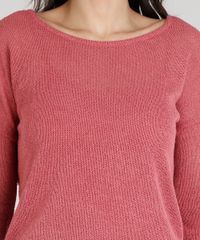 Blusa-Feminina-em-Trico-com-Sobreposicao-Manga-Longa-Decote-Redondo-Rosa-Escuro-9226864-Rosa_Escuro_4