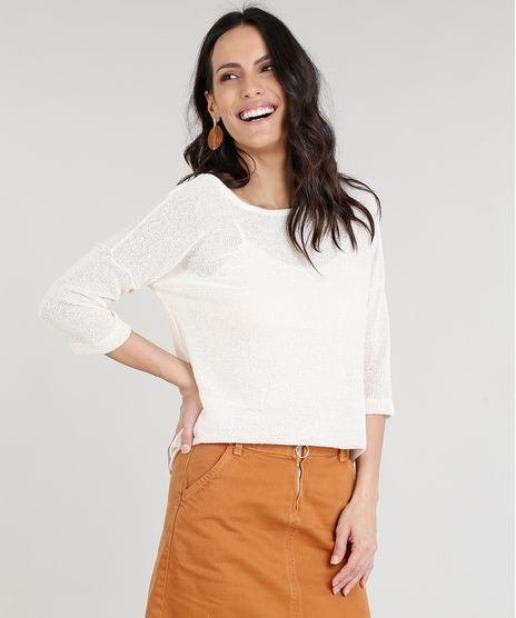 Blusa-Feminina-em-Trico-com-Sobreposicao-Manga-Longa-Decote-Redondo-Bege-Claro-9226864-Bege_Claro_1