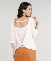 Blusa-Feminina-em-Trico-com-Sobreposicao-Manga-Longa-Decote-Redondo-Bege-Claro-9226864-Bege_Claro_2