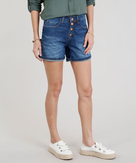 Short-Jeans-Feminino-Midi-com-Botoes-Azul-Escuro-9271819-Azul_Escuro_1