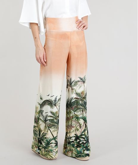 Calca-Feminina-Pantalona-Estampada-de-Coqueiros-Bege-9302622-Bege_1