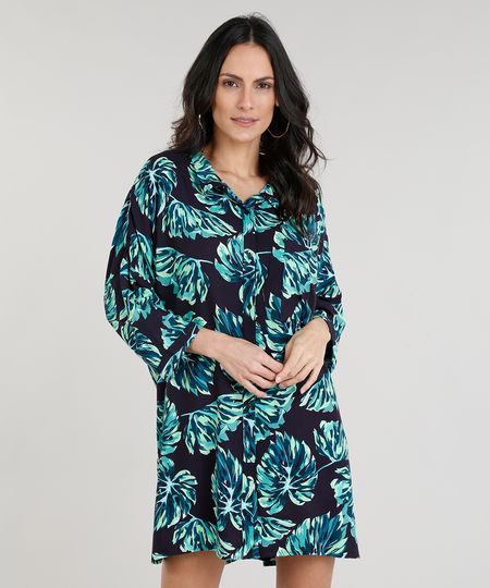 Chemise-Feminina-Ampla-Estampada-de-Folhas-Manga-Curta--Preta-9234593-Preto_1 Chemise-Feminina-Ampla-Estampada-de-Folhas-Manga-Curta--Preta-9234593-Preto_1