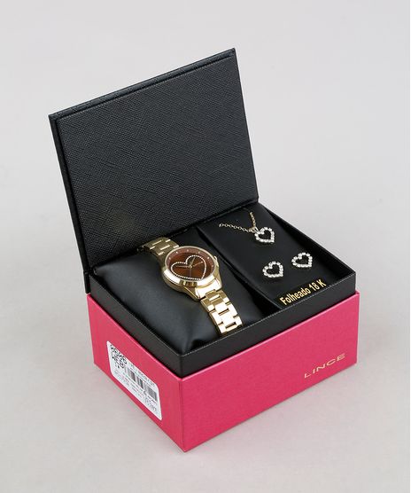 Kit-de-Relogio-Analogico-Lince-Feminino---Colar---Brinco---LRG4557L-KV12N1KX-Dourado-9373681-Dourado_1