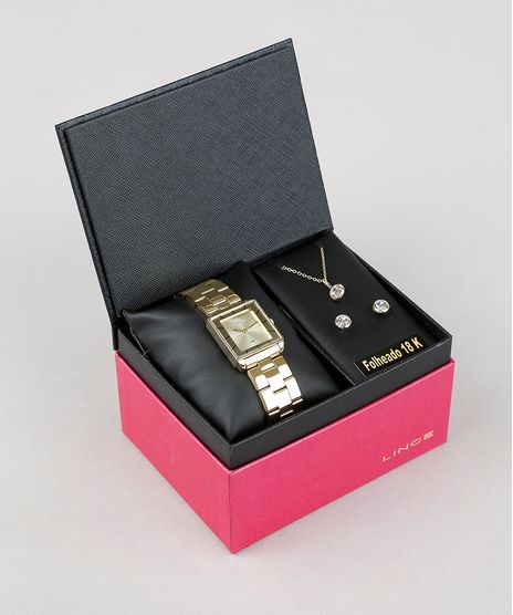 Kit-de-Relogio-Analogico-Lince-Feminino---Colar---Brinco---LQG4583L-KD51C1KX-Dourado-9373687-Dourado_1