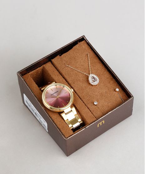 Kit-de-Relogio-Analogico-Mondaine-Feminino---Colar---Brinco---53687LPMKDE2K-Dourado-9377290-Dourado_1