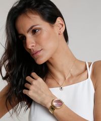 Kit-de-Relogio-Analogico-Mondaine-Feminino---Colar---Brinco---53687LPMKDE2K-Dourado-9377290-Dourado_2