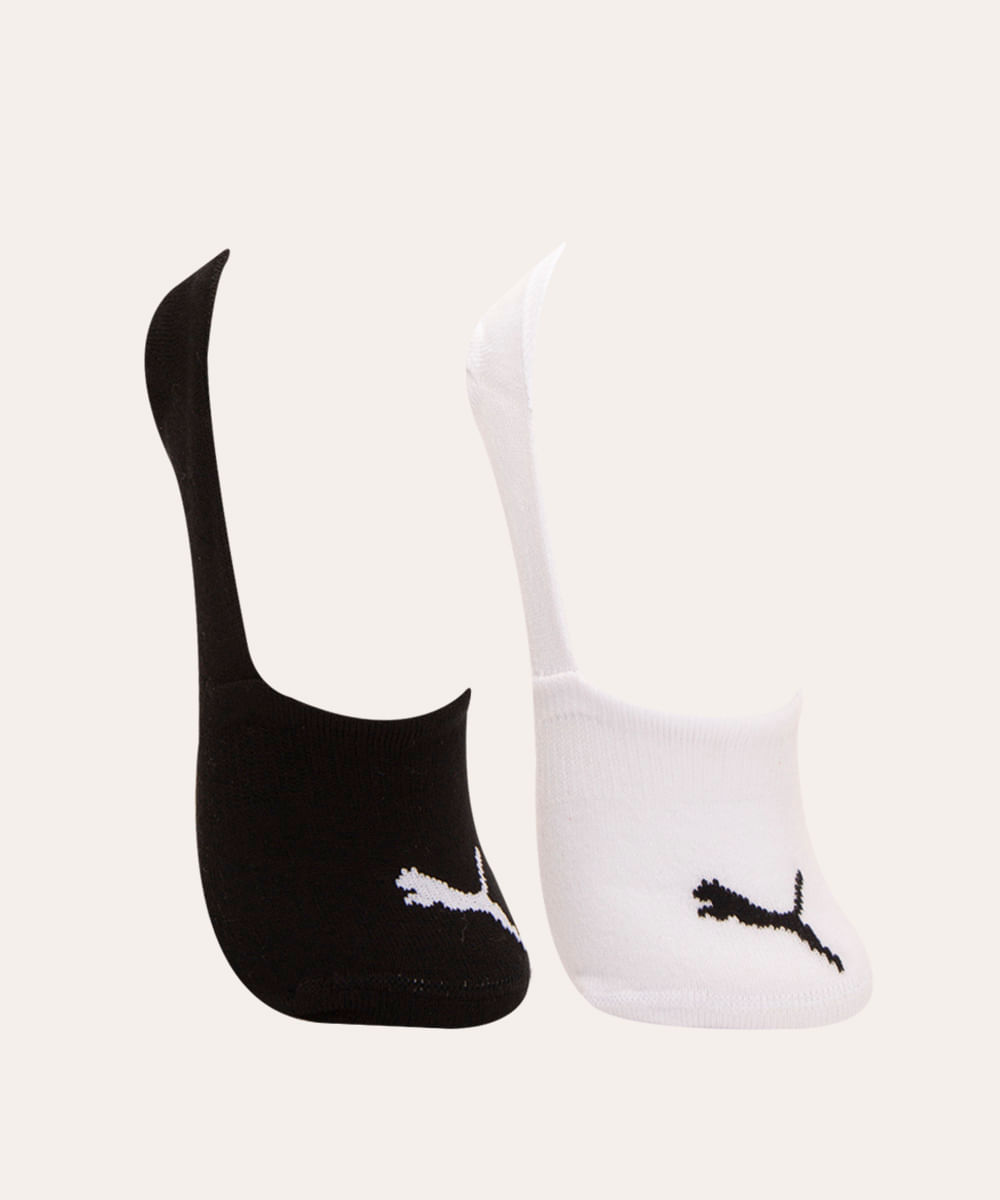 kit de 2 pares de meias invisíveis puma multicor