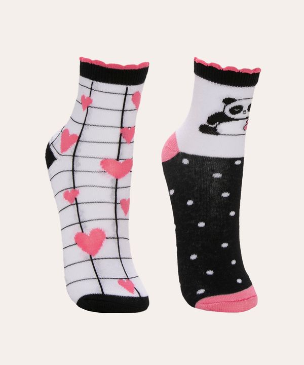 kit de 2 pares de meias infantis cano médio estampadas multicor 30-33