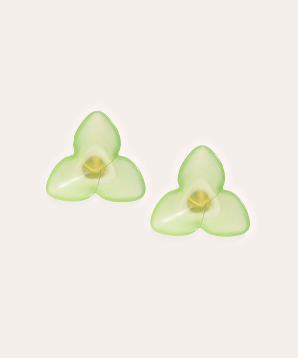 brinco de flor verde Único