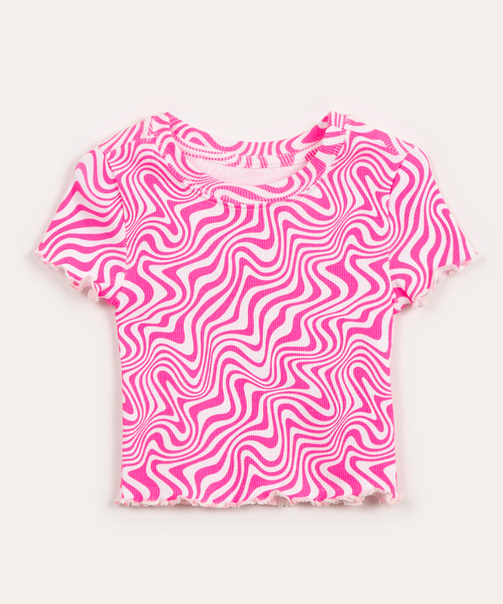 blusa infantil canelada psicodélica off white