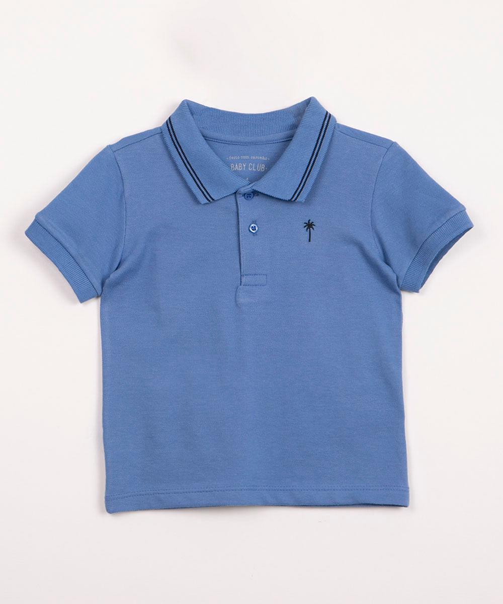 polo infantil de piquet coqueiro azul claro