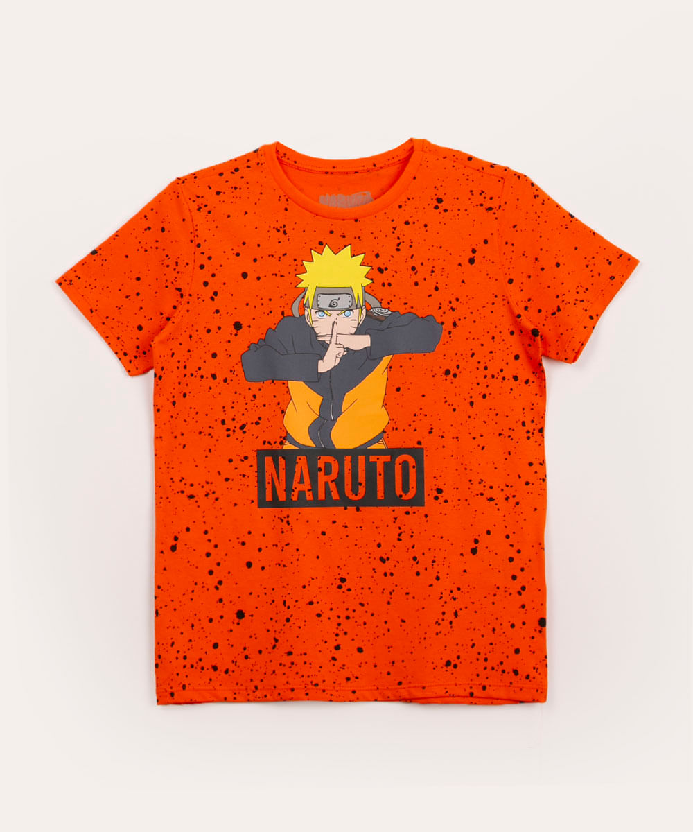 camiseta infantil manga curta naruto laranja