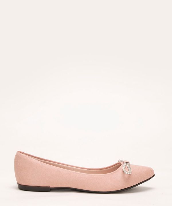 sapatilha bico fino laço de strass moleca rosa 34