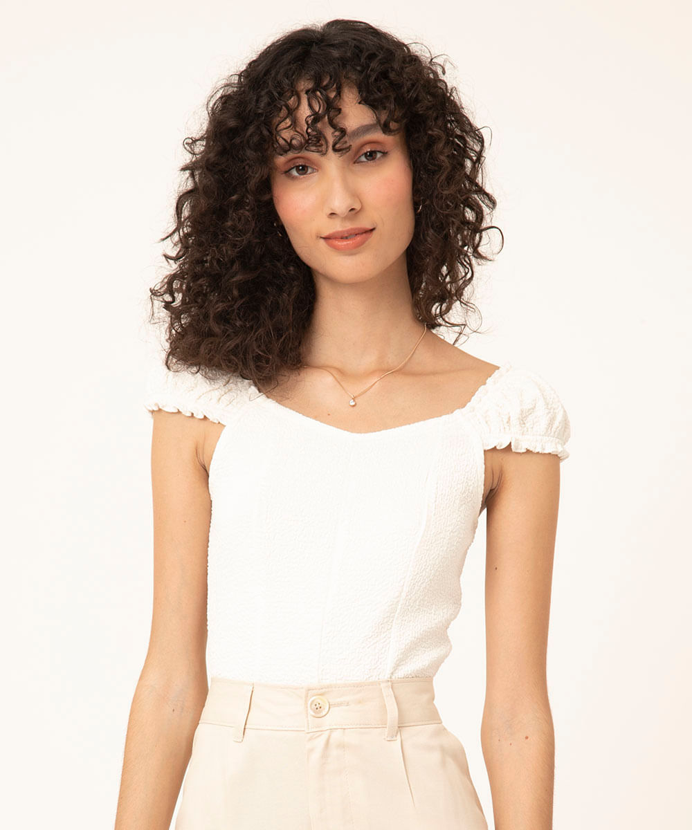 blusa texturizada corset off white