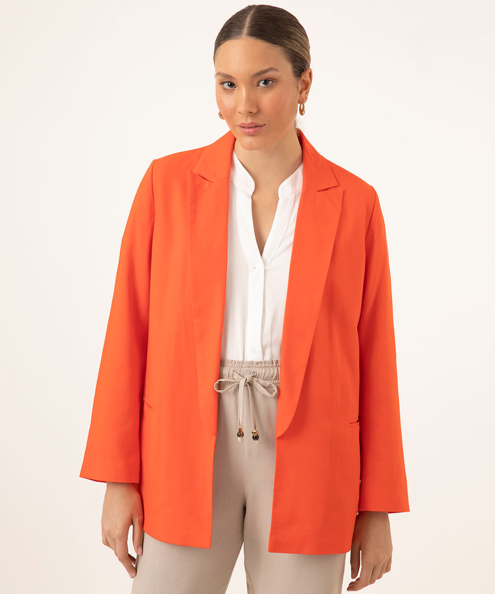 blazer oversized de linho vermelho