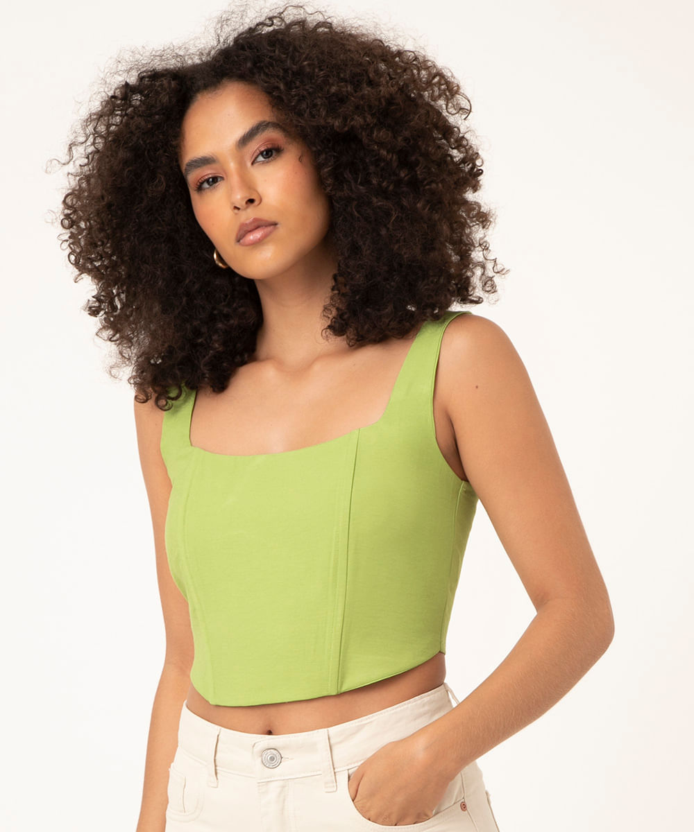 regata cropped corset alça média verde