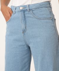Calça Jeans Wide Leg Cintura Super Alta Azul Claro