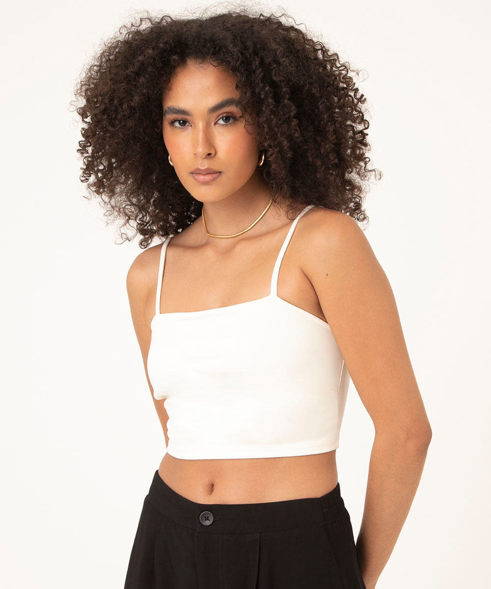 top cropped faixa alça fina off white