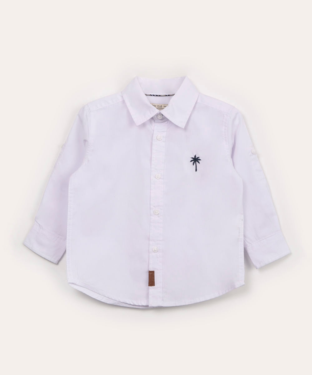 camisa infantil manga longa coqueiro branca