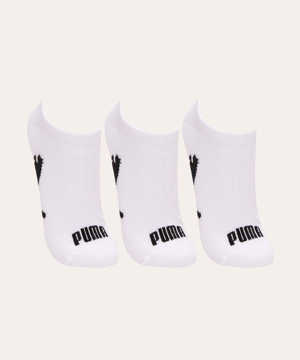kit de 3 meias cano baixo puma branco