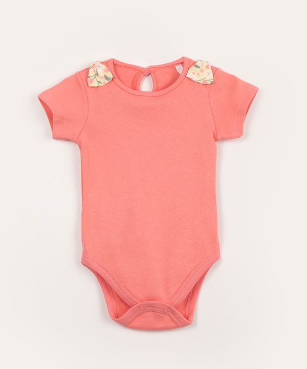 body infantil manga curta com laços rosa claro 12-18