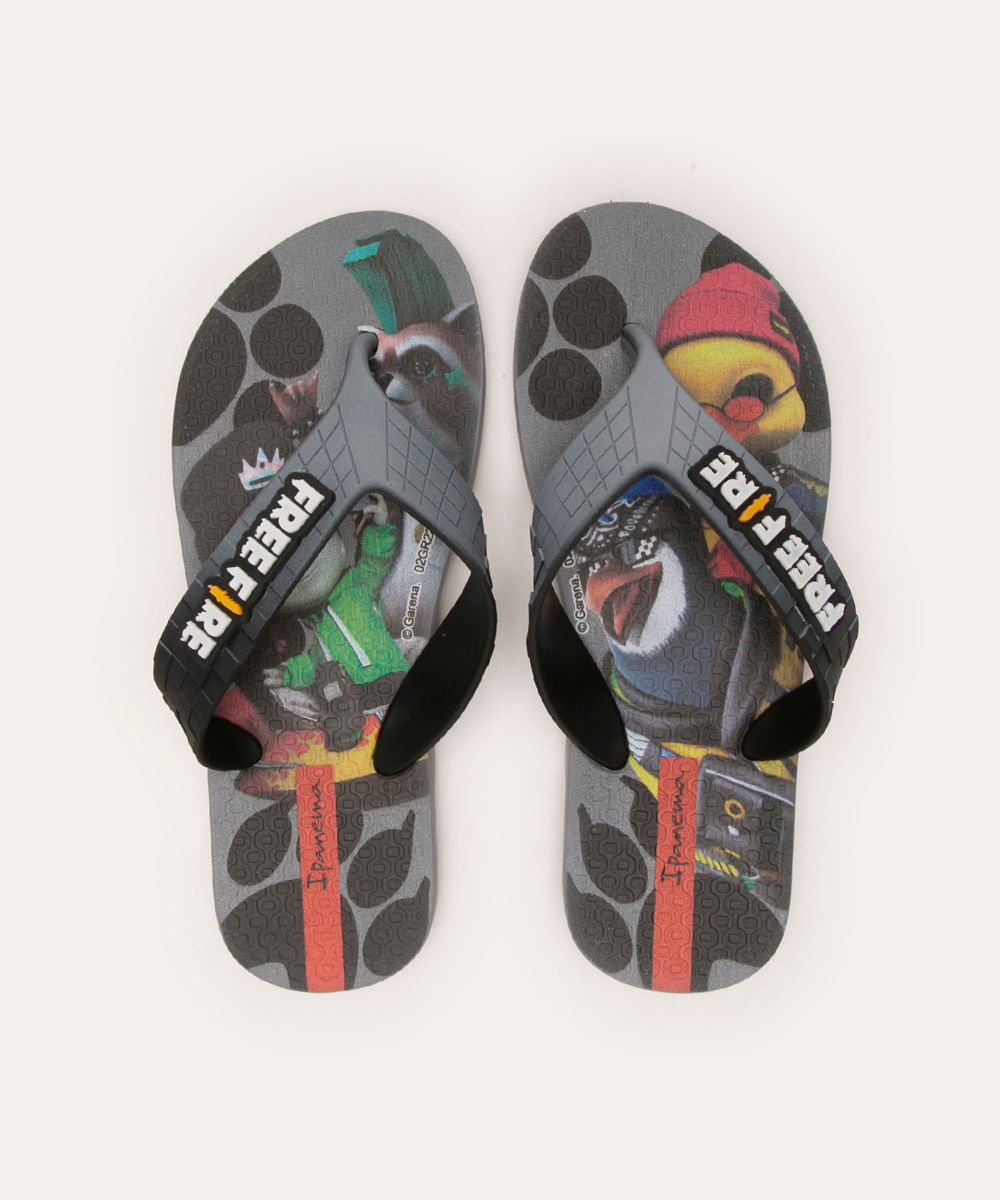 chinelo infantil free fire ipanema cinza