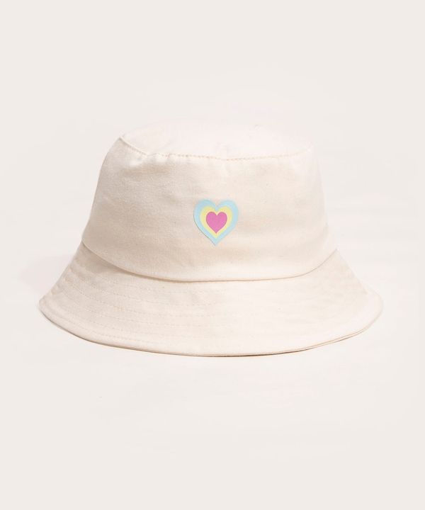 chapéu bucket hat infantil coração branco Único