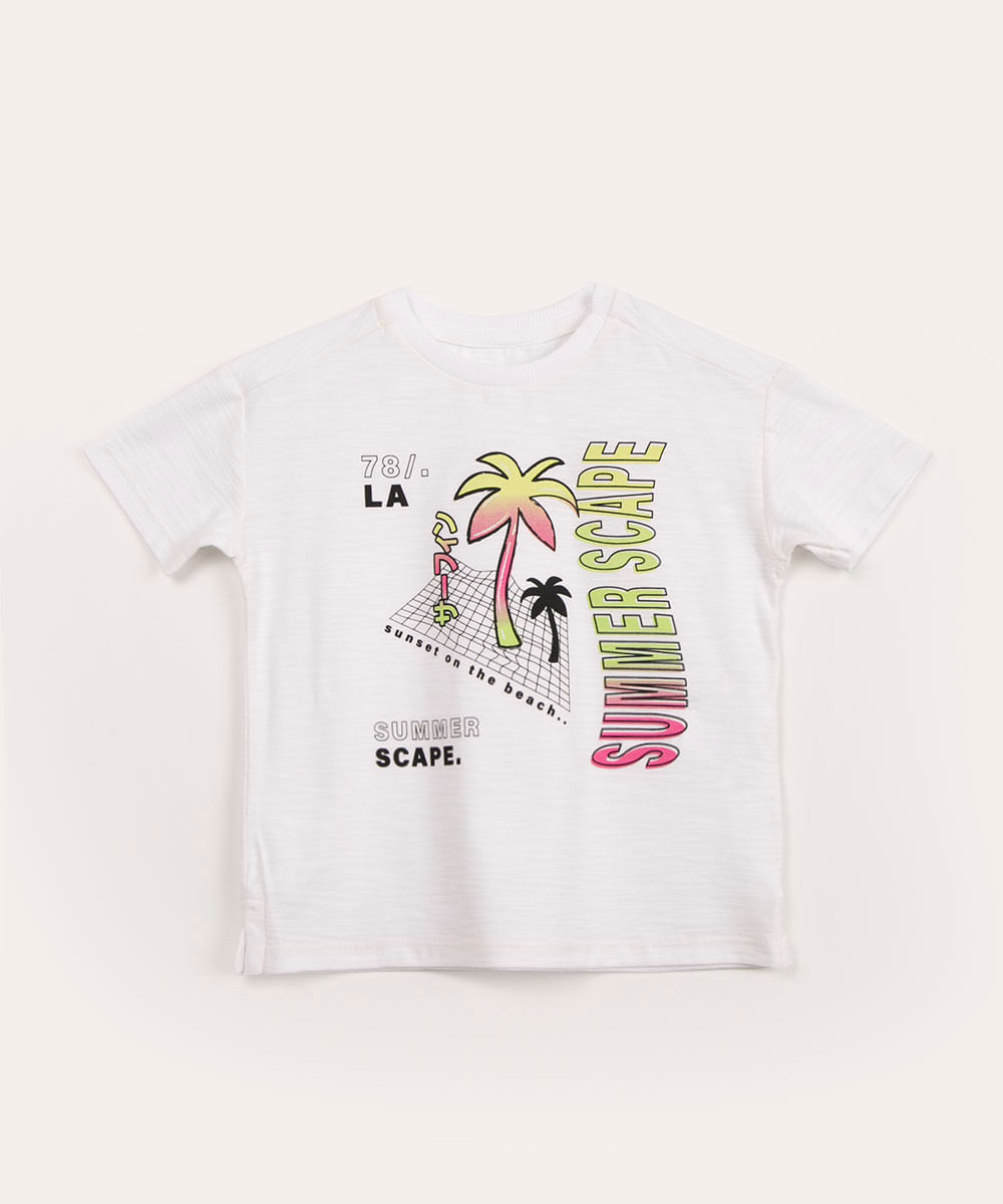 camiseta infantil manga curta summer off white