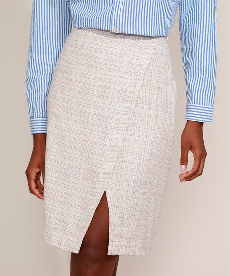 Saia-Feminina-Mindset-Midi-Transpassada-Estampada-Xadrez-com-Linho-e-Fenda-Off-White-9981460-Off_White_1