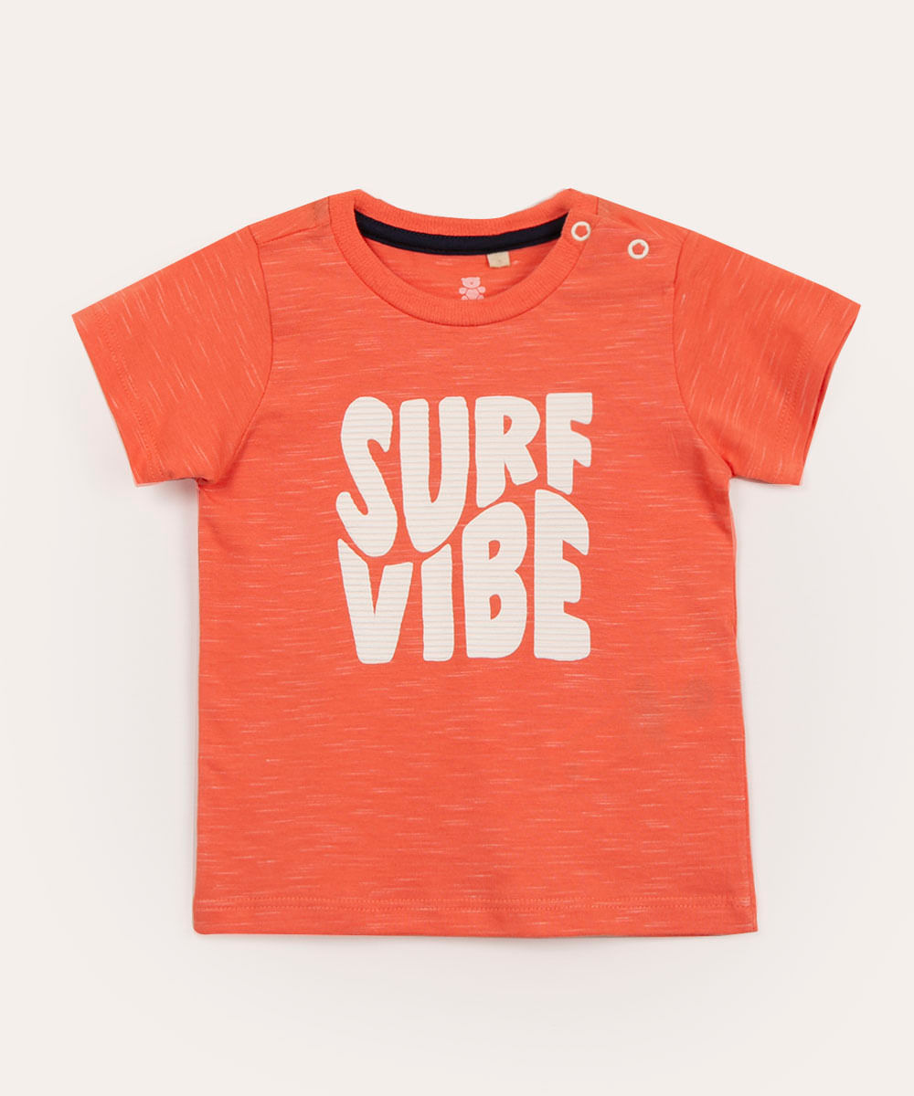 camiseta infantil manga curta surf laranja