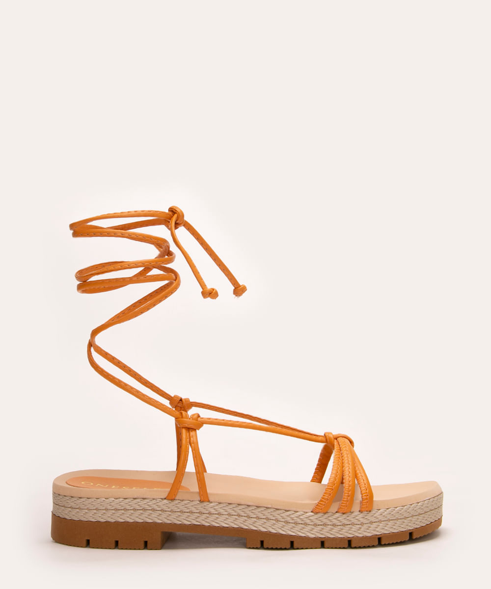 rasteirinha com amarração texturizada oneself laranja